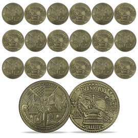 20Pcs Military Veterans Challenge Coin Bulk Honoring Patriotic Emblem Shield Eagle Flag Thanks for Your Service Coins Appreciation Gifts for US Army Commemorative Coin Veterans