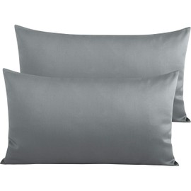 NTBAY Egyptian Cotton King Pillowcases - Set of 2, 500 Thread Count Cotton Pillowcases - Soft and Breathable Envelope Closure Pillow Cases - 20x36 Pillow Covers for Bed, Dark Grey