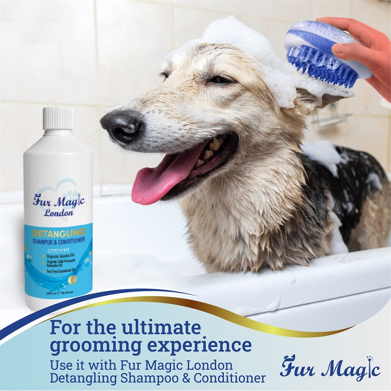 Fur Magic Dog Bath Shower Brush, Pet Grooming and Massage