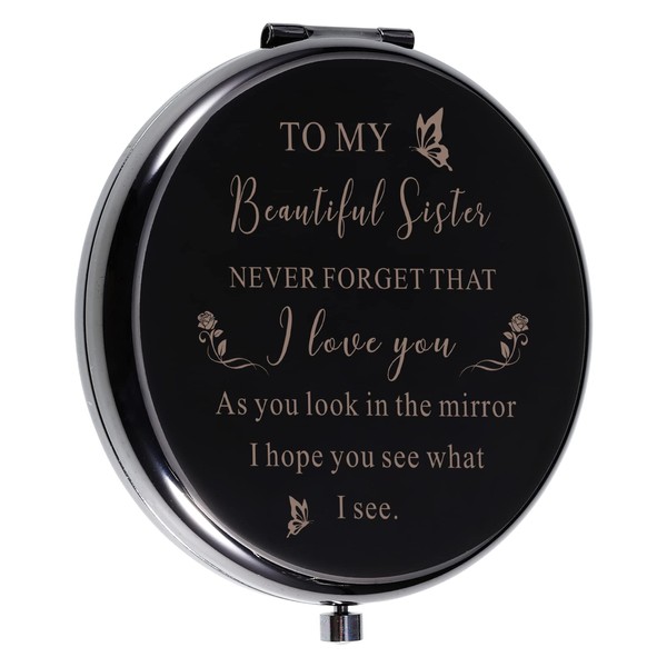 Sister Birthday Compact Mirror Gift Best Sister Gifts from Friend Sister BFF Brother Classmate Makeup Mirror for Women Her Friendship Gift Wedding Valentines Day Graduation Thanksgiving Christmas