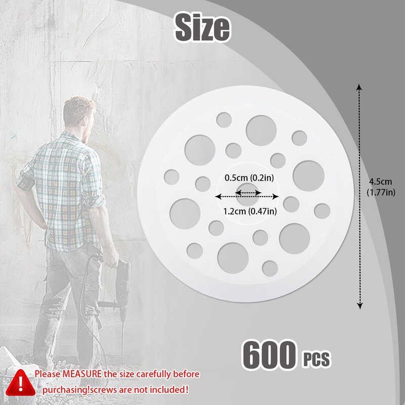 600 Pcs 45 mm White Plastic Washer, Foam Board Fasteners