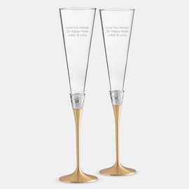 THINGS REMEMBERED Engraved Vera Wang With Love Flute Pair (Gold), Free Customization