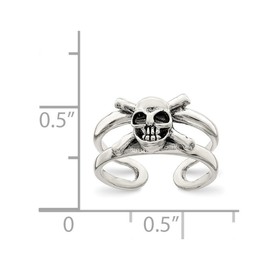 925 Sterling Silver Solid Skull Toe Ring Jewelry for Women