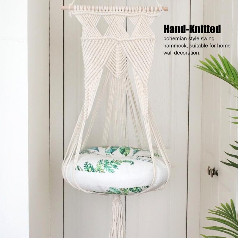 Hanging Swing Hammock HandKnitted Cotton Rope Tapestry Decorations for Cat