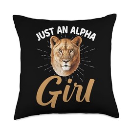 Alpha Girl Female Alpha Lion Gifts Just Girl Female Alpha Lion Throw Pillow, 18x18, Multicolor