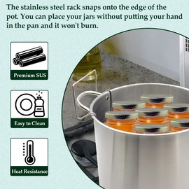 BHUJIA Water Bath Canner 21.5 QT, Stainless Steel Canning Pot with Rack and Six Pieces Canning Tool Canning Supplies Starter Kit, Canning Kit for Beginner Making Cans at Home