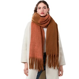 Yoawdats Women Winter Warm Scarf Elegant Contrast Color Tasseled Shawl Wrap Long Stoles Oversized Soft Scarves Fall Gifts