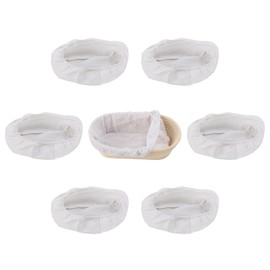 6pcs White Linen Liner Cloth Cover Fit 8" 9" 10" 11" Oval Rattan Banneton Bread Proofing Basket (Oval Size)