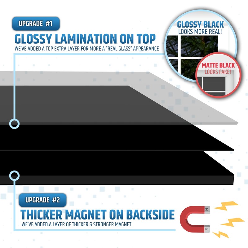 Strong & Glossy Magnetic Garage Door Windows - Fits 1