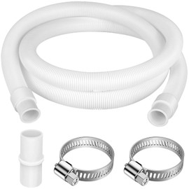 twoonto Drain Hose Extension for Washing Machines, 4 m Universal Washing Machine Hose, White, Drain Hose Dishwasher Extension Set Including Hose Connector and Hose Clamps