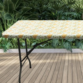 Dimatic Rectangle Plastic Tablecloth, Elastic Waterproof Fitted Peva Table Cloth 6 FT Printed Table Cover for Picnic Camping Outdoor-30 x 72"