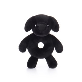 Apricot Lamb Black Labrador Soft Baby Rattle for Boys and Girls, Plush Stuffed Animal Rattle Lovey for The Newborn, 0-3 Months, 0-6 Months and Above, 5.5Inches