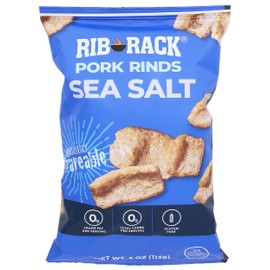 Rib Rack Sea Salt Flavored Pork Rinds, Gluten Free, 4 Ounces (Pack Of 12)