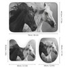 HDESDIS 4Pcs Black White Horse Shower Curtain Set with Rugs,