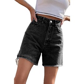 KINGFEN Denim Shorts Women Femme Summer Shorts Jean Shorts Women Summer Pants Women Womens Jean Shorts Jean Shorts Women high Waist Shorts Women high Waist Short Jeans Black Large