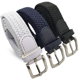 Safekeepers Women's Fabric Belt - 25 mm Wide Narrow Belt - Comfortable Elastic Braided Belt - Stretch Belt - Braid - Nickel-Free Buckle, Pak B