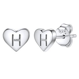 Silvora Earings Women's Jewellery Sterling Silver Earrings for Women Girls' Fashion Studs Heart Letter H Earring