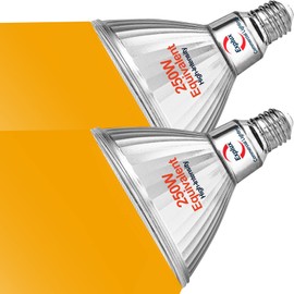 Explux Super-Intensity 250W Equivalent LED PAR38 Outdoor Flood Amber Light Bulbs, Full Glass Weatherproof & Anti-Ageing, Dimmable, Amber Color, 2-Pack