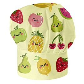 Chef's Hat for Children Boys and Girls Colourful Cooking Hood with Velcro Motif [099], Fruits