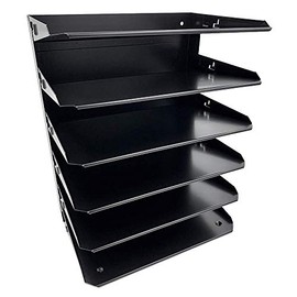 Huron Desktop Horizontal 6-Slot File Organizer, Black Steel