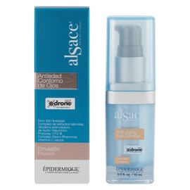 Alsace Antiedad, Contorno de Ojos - Emulsión Facial Hidratante con Ácido Hialurónico, Colágeno y Vitamina C - Ideal para Líneas de Expresión y Cuidado de la Piel Delicada - 15 ml