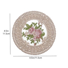4.5" Embroidered Fabric Coasters, 8pcs Cloth Coasters for Ceramic Cup, Vintage Lace Embroidery Coasters for Tea, Soft Floral Doilies for Home, Wedding, Tabletop Photography Decoration (Deep Pink)