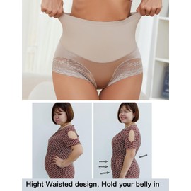 Zimi Collection 4pack Plus Size Women's High Waisted Tummy Control Underwear Stretch Full Coverage Breathable Briefs Shapewear Panties 2Skin+2Skin 4XL