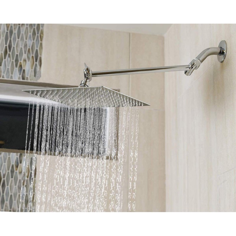 HarJue High Pressure Large Stainless Steel Square Rain ShowerHead With