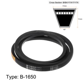 sourcing map B-1650 V-Belt Drive Belt 1650 mm Inner Circumference Rubber for Power Transmission