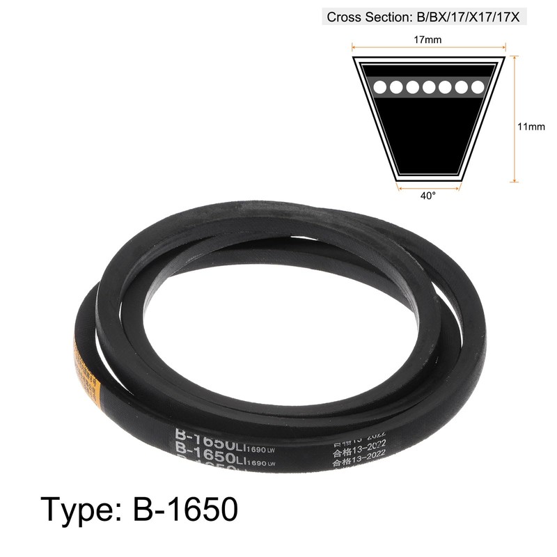 sourcing map B-1650 V-Belt Drive Belt 1650 mm Inner Circumference