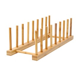 HarttiHome Bamboo Wooden Plate Racks Plate Stand Holder Vertical Drainer Kitchen Cabinet Organiser for Dishes, Pots, Lids, Bowls, Cups, Chopping Board, Kitchen Cabinet Organiser