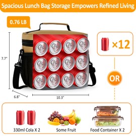 Vankor Insulated Lunch Bag for Men Women, Reusable Lunch Box Leakproof Cooler Lunch Tote Bag with Adjustable Shoulder Strap for Work Office Picnic Beach Travel,Brown