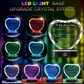 Ghtixsu Bonus Mom Gift Ideas from Daughter Son, Gifts for Bonus Mom, Gifts for Step Mom for Valentines Birthday Mothers Day Christmas, Crystal Keepsake with Light Base