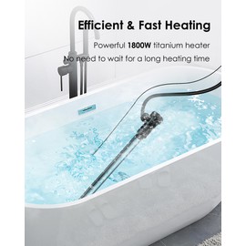 NXQWLL Upgraded 1800W Titanium Heater with Adjustable Thermostatic Control and Sensor, for Bathtub Pool Water Tank Cattle Trough, Submersible Hot Tub Heater, Portable Electric Heater