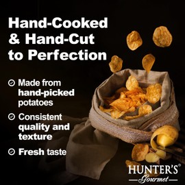 Hunter's Gourmet Hand-Cooked Chips | Made in a Nut-Free Facility | Premium Gourmet Snack | Travel Friendly | No Artificial Colors | Non-GMO | Pesto Parmesan Flavor | Vegetarian | Pack of 1 | 150g