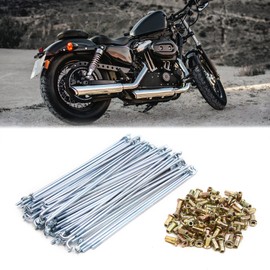 sourcing map Motorcycle Wheel Spokes with Nipples Silver 3 mm Thread Diameter 160 mm Pack of 72