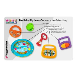 Musik für Kleine Baby-Rhythmus-Set Baby-Maraca Kastagnette Klipp-Klapp-Rassel Meerestrommel Rassel-Roller Schellen Kinder Instrument (6-Teilig), mehrfarbig