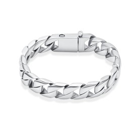 VCCWYQK Urn Bracelet for Ashes for Men Stainless Steel Cuban Link Chain Bracelet for Ashes Cremation Jewelry Memorial Keepsake Ash Holder Bracelet (24cm, Silver)