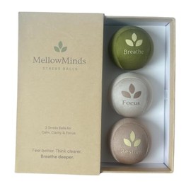 MellowMinds Stress Balls for Adults – 3-Pack Textured Stress Relief Toys for Anxiety and Focus. Giftable Sensory Fidget Balls with Soft, Medium, and Firm Resistant. Relaxation Set for Office