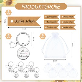 Otuuz 6 Sets Farewell Gift Colleagues Thank You Gift for Colleagues Keyring with Labels and Mesh Bag Farewell Colleague Job Change Retirement Christmas Lucky Charm, multicoloured