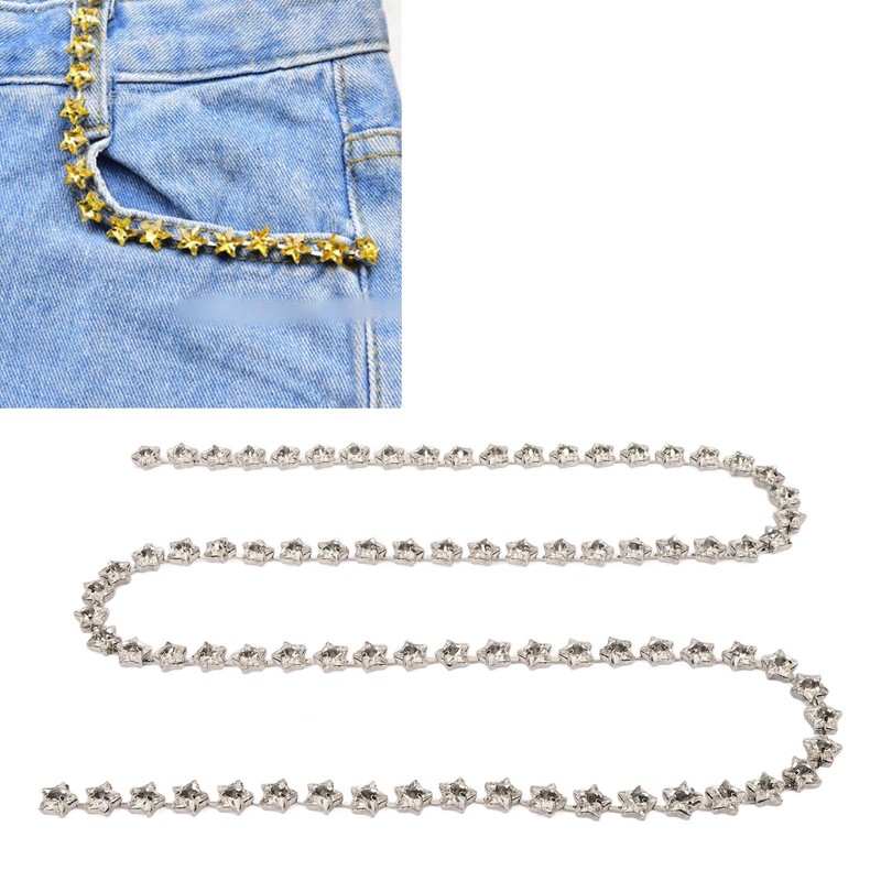 1 Yard Star Rhinestone Trim Chain 0.4in Width DIY Cuttable