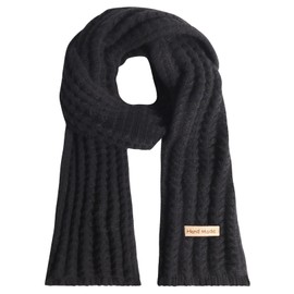 CESHMD Men's Women's Winter Scarf, Unisex Winter Scarf, Knitted Scarf, Warm Knitted Scarf, Black Scarf for Men, Women, Girls, Boys, Gift, black