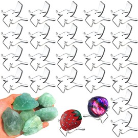 LRANFOW Rock Display Stand (Medium), 24 PCS Acrylic Display Stand Small Collectibles Stands for Rock Paintings Geodes Rock Mineral Agate Fossil Coral