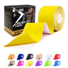 Kinesiology Tape Rock Tape Physio Tape 5m roll, Elastic Therapeutic Sports Tape for Shoulder, Ankle, Elbow, Wrist, Knee Support, Waterproof Physiotherapy Body Tape for Muscle Pain by SOONGO (Yellow)