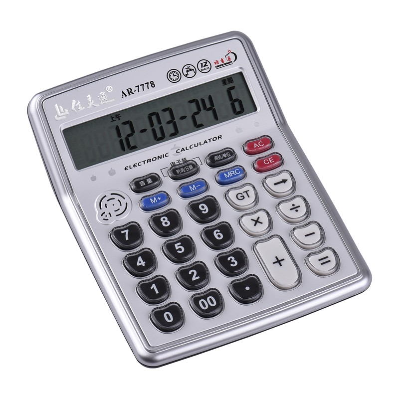 Musical Desktop Calculator 12-Digits LCD Display Electronic Calculator Counter Big