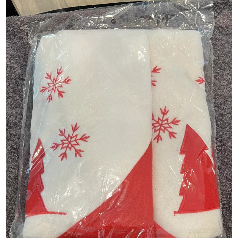 White Christmas Tree Skirt Red & White with Santa
