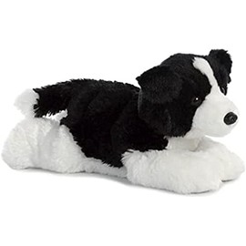 AURORA, 31566, Flopsies Border Collie, 12In, Soft Toy, Black and White