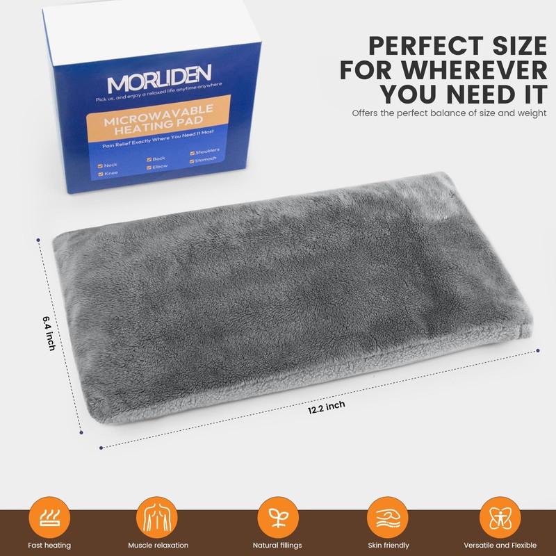 Microwave Heating Pad with Washable Cover, 6.5 X 12“ Microwavable