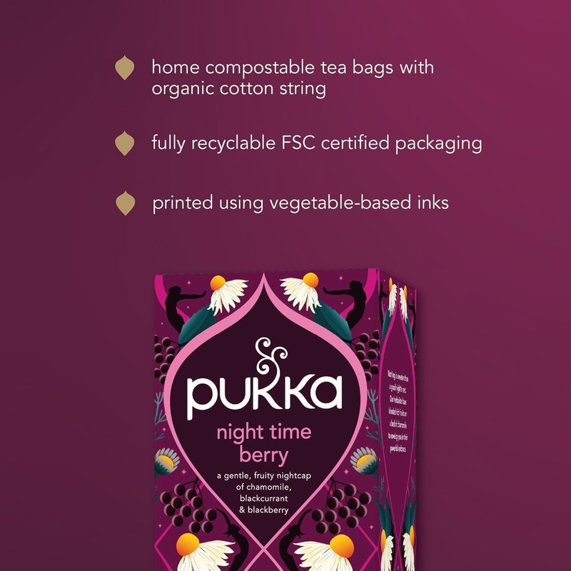 Pukka Night Time Berry Organic Herbal Tea, Soothing Infusion With