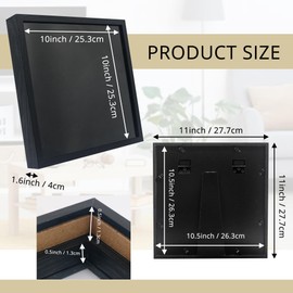 GMFrames 11x11 Enamel Pin Display Case, Pin Collection Display Frame with Real Glass, Shadow Box for Wall and Tabletop, Pin Holder Black